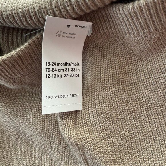Baby Gap Unisex 18-24 Month Oatmeal Heather Sweater 2 Piece Set Pants Neutral - Picture 7 of 7